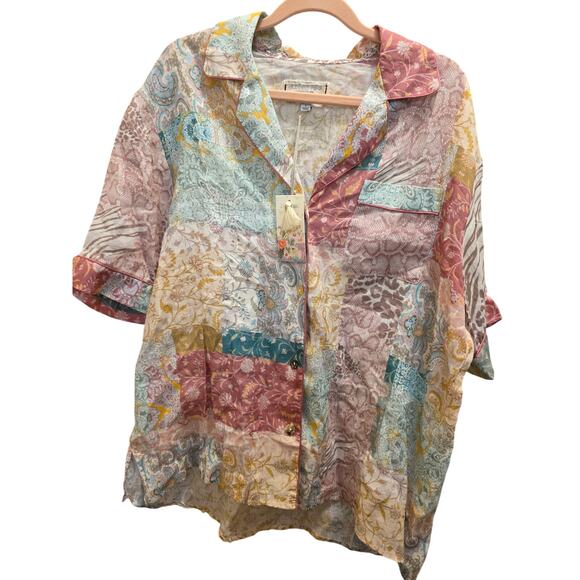 Johnny Was Workshop Marseille Garden Resort Shirt in Pink Size LARGE NWT - Picture 4 of 9